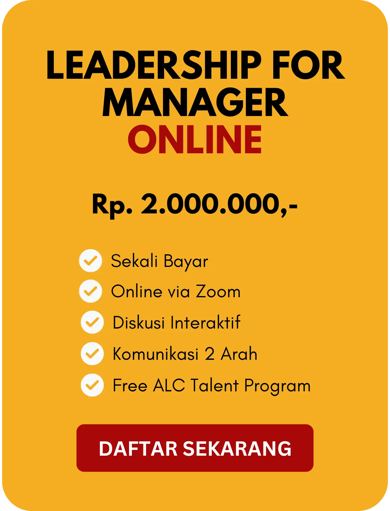 Investasi Training Online ALC Leadership Management