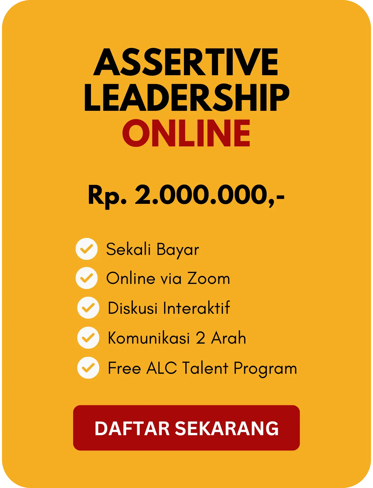 Investasi Training Online Assertive Leadership ALC