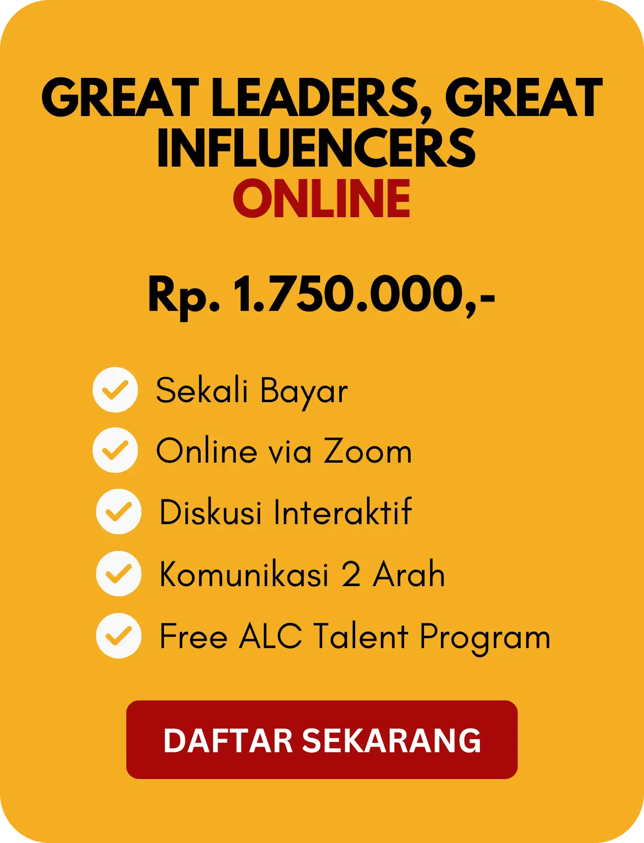 Investasi Great Leaders Great Influencers ALC Leadership Management